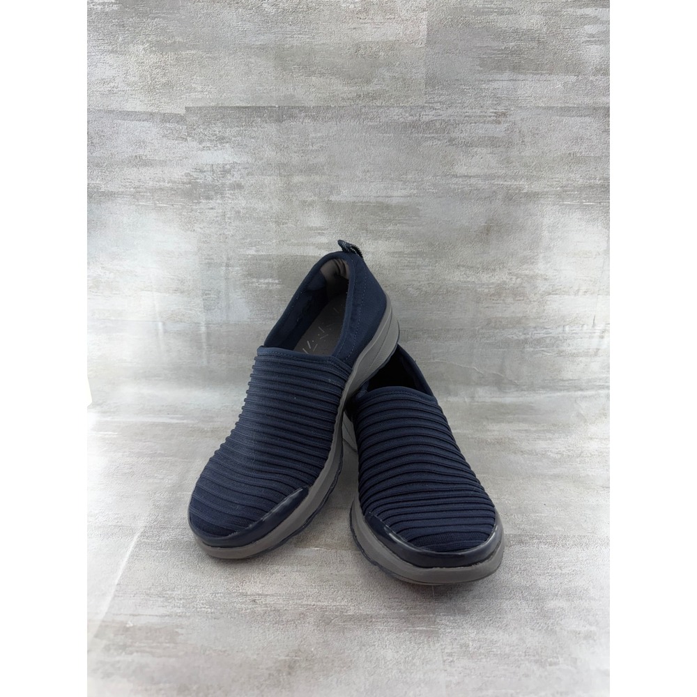 Bzees Glee Navy Blue Ribbed Stretch Slip On Sneakers Women Sz 7M